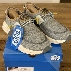 Hey Dude Sirocco Knit Slip-On Lightweight Shoes, 8M, Gray/White, New In Box